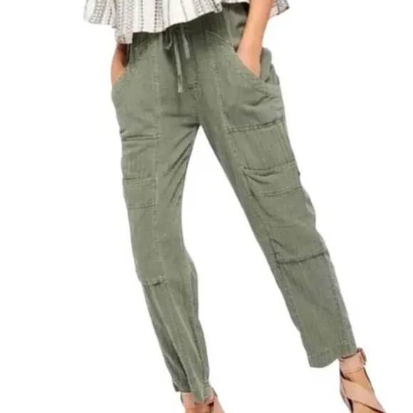 Free People - Feelin' Good Linen-Blend Utility Pants - Picture 1 of 5